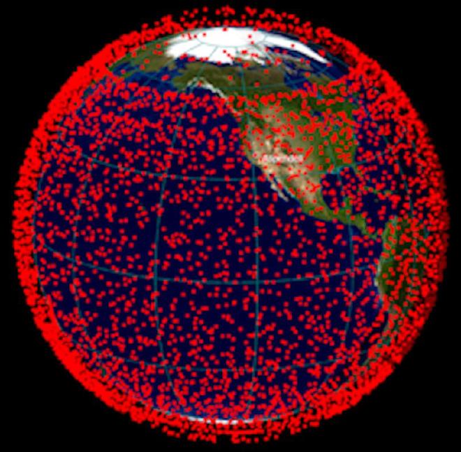 Mapa actual de los satélites Starlink que orbitan la Tierra. Crédito de la imagen: Heavens Above